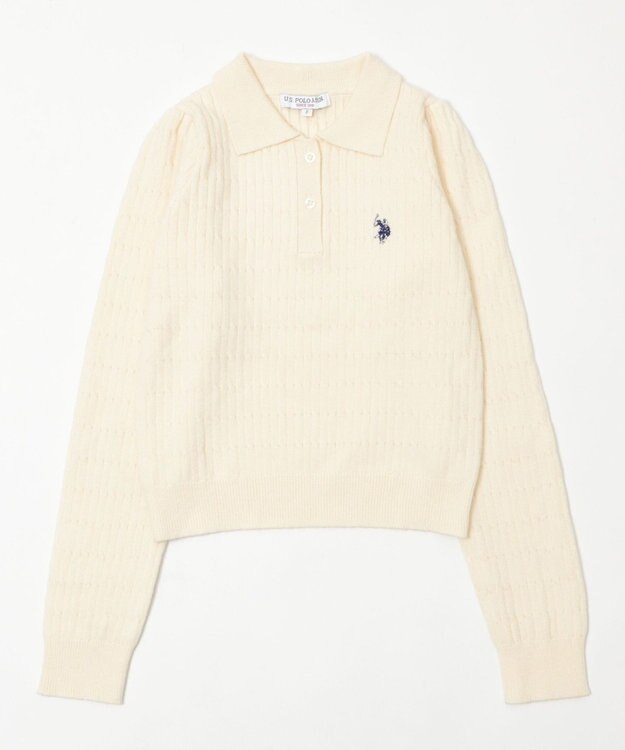 WEGO 【WEB限定/25年秋冬新作】別注USPOLOケーブルニットポロ ホワイトアイボリー