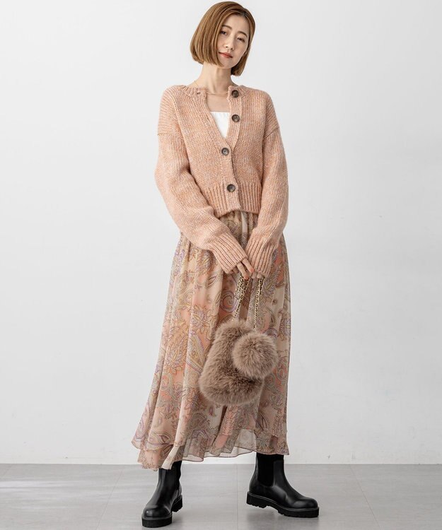 23区 S 【洗える】Erica クレープペイズリープリント スカート ピンク系