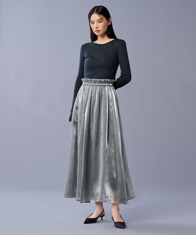 uncrave 【手洗い可】ブライトシャンブレー スカート（uncrave STANDARD） ブルーグレー