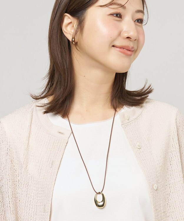 J.PRESS LADIES 【着こなしのポイントに】コード ワントップ ネックレス ゴールド×ブラウン系