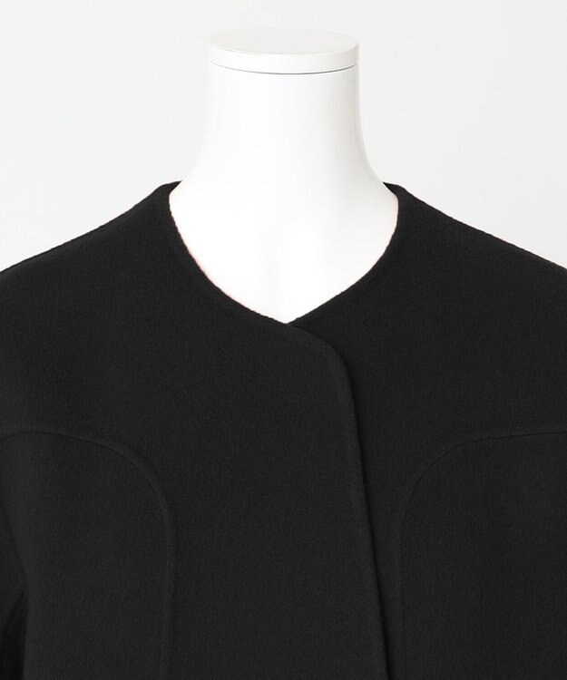 23区 S 【R(アール)】ウールリバー ノーカラー コート ブラック系