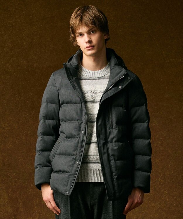 JOSEPH ABBOUD 【フード取り外し可】ライトメリノダウン ブルゾン グレー系