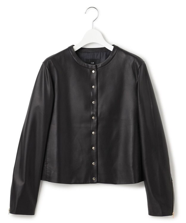 23区 S ラムレザー ノーカラージャケット グレージュ系