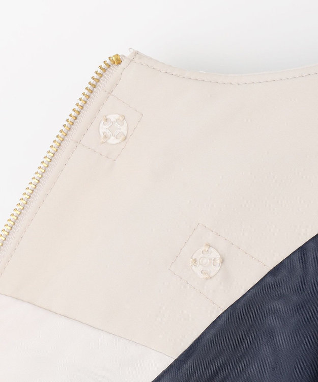 ANY SIS 【2WAY】ノーカラーダウン ジャケット ネイビー×ベージュ