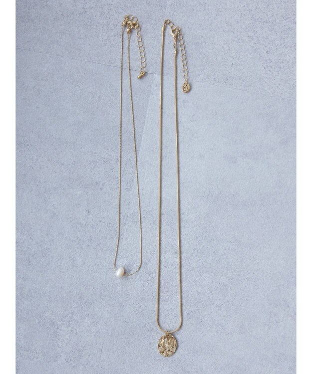 AMERICAN HOLIC テクスチャーメタル・淡水パールＳＥＴネックレス Gold