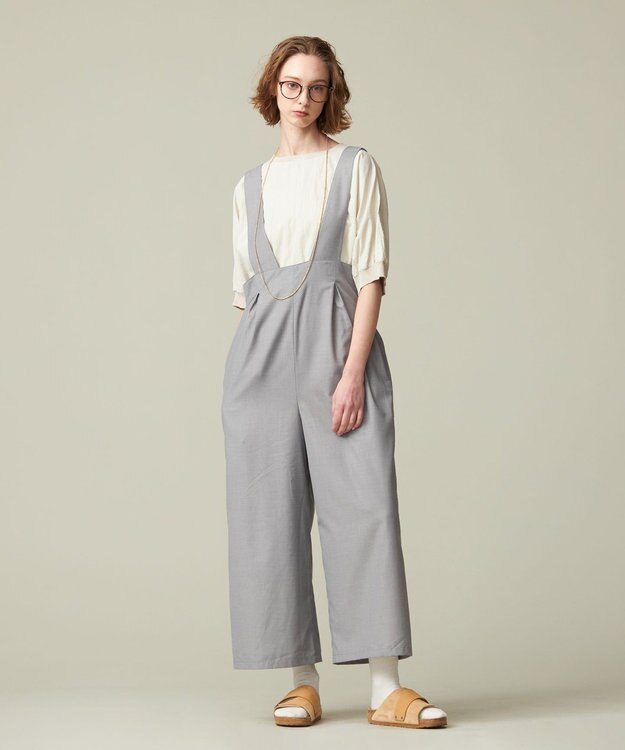 J.PRESS YORK STREET 【WOMEN】ハイウエストサロペット ライトグレー系