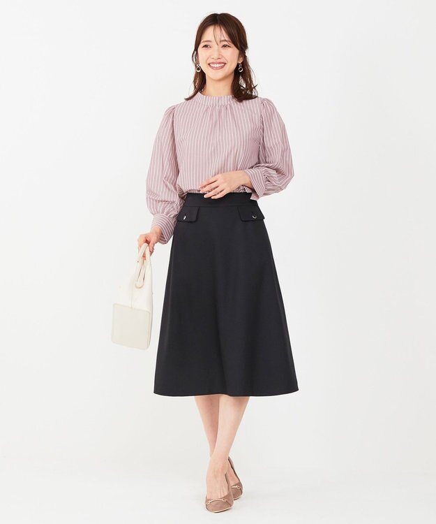 ANY SIS 【洗える】フラップポイントフレア スカート ブラック