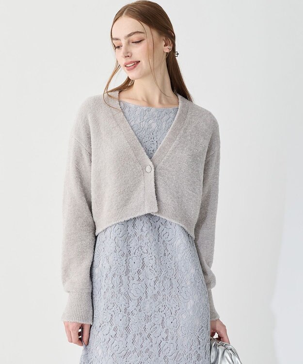 23区 【APPLAUDIR】ファンシーボレロ ビジューボタン Vネックカーディガン シルバー系