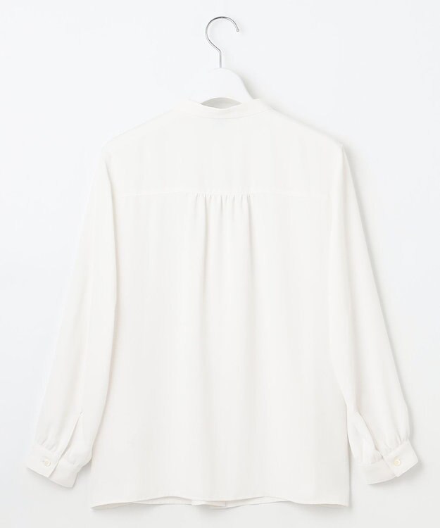 J.PRESS LADIES S 【洗える】パウダージョーゼット ボウタイ バンドカラー ブラウス ホワイト系