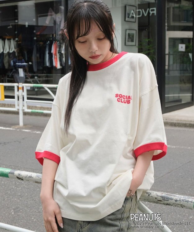 WEGO 【ユニセックス着用ITEM/MLサイズ展開】別注PEANUTSプリントT（SS） ホワイトアイボリー