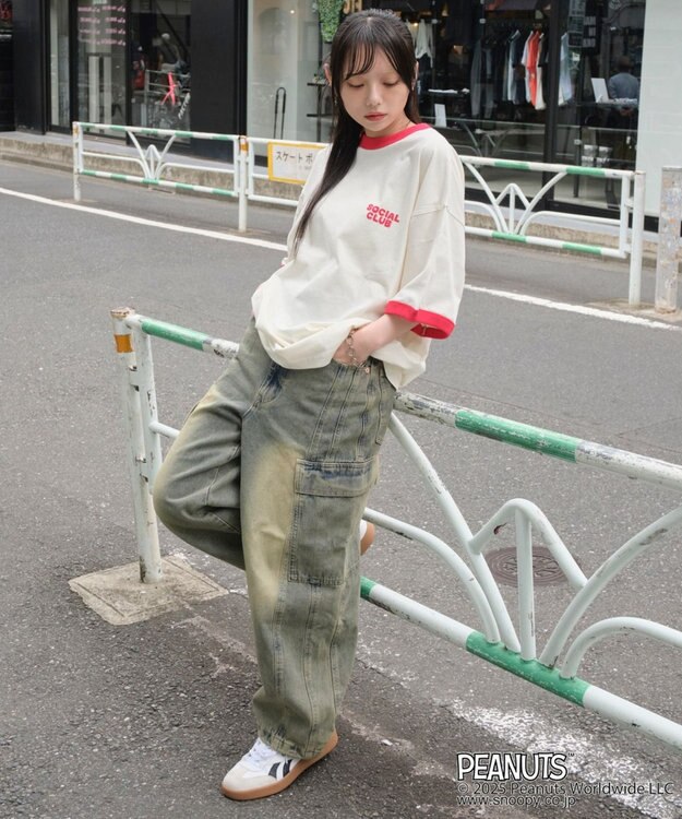 WEGO 【ユニセックス着用ITEM/MLサイズ展開】別注PEANUTSプリントT（SS） ホワイトアイボリー