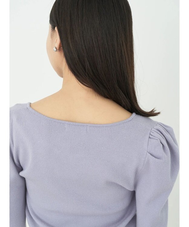 earth music&ecology ハートネック袖パールニットプルオーバー Lavender