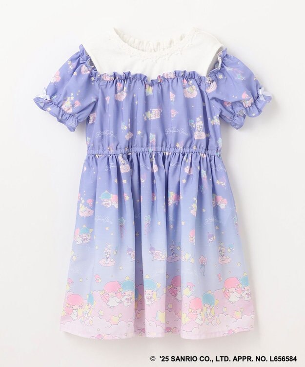 ANY KIDS 【any FAM× リトルツインスターズ 】キキ&ララ オン・オフショルダーワンピース サックスブルー