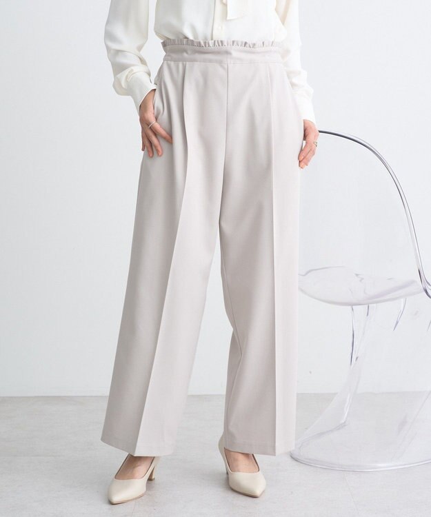 earth music&ecology ウエストフリルワイドパンツ Beige