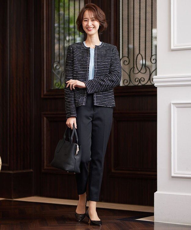 自由区 【XSサイズ～/洗える】TRギャバ テーパードパンツ ネイビー系