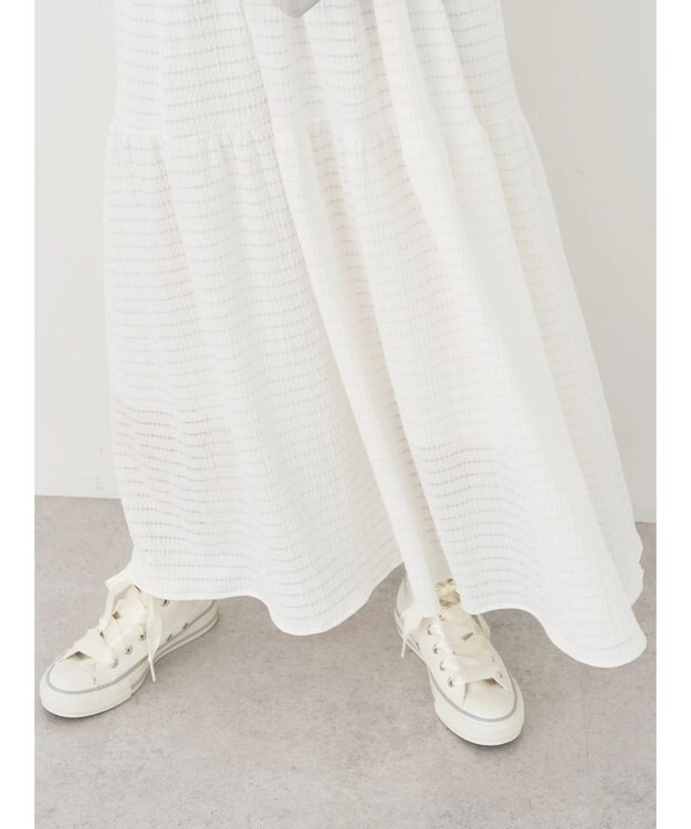 earth music&ecology 表面感肩リボンキャミワンピース Off White