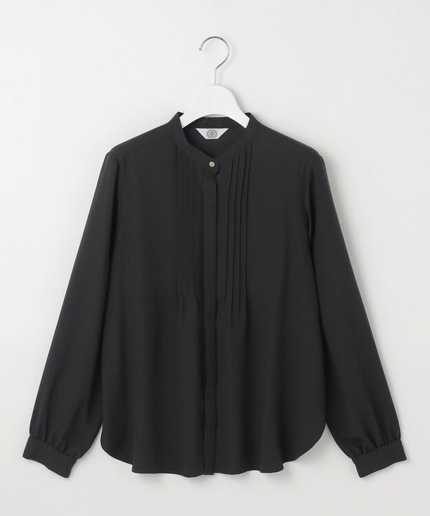 J.PRESS LADIES 【洗える】ヌーディスバックサテン ピンタック ブラウス ネイビー系