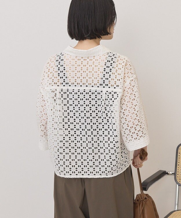 AMERICAN HOLIC 刺繍ショート半袖シャツ Off White