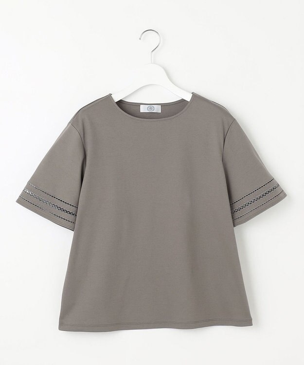 J.PRESS LADIES S 【接触冷感・UVケア】コンパクトコットンスムース 刺繍スリーブ カットソー ブラウン系