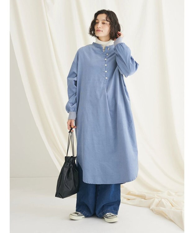 CRAFT STANDARD BOUTIQUE コーデュロイリブ付きワンピース Blue