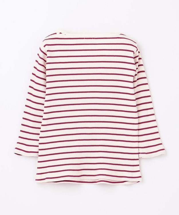 組曲 KIDS 【80-100㎝】レースボーダー トップス ラズベリー系1