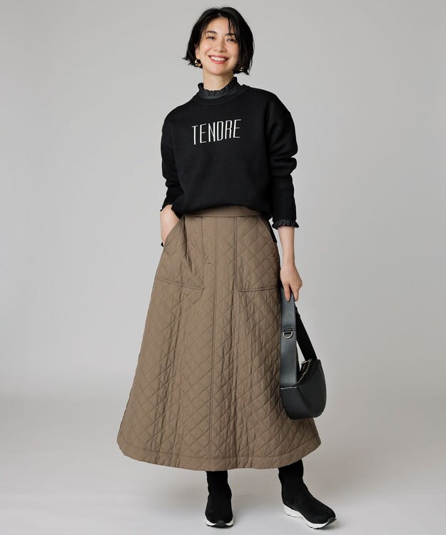 UNFILO キルティング  スカート ダークブラウン系