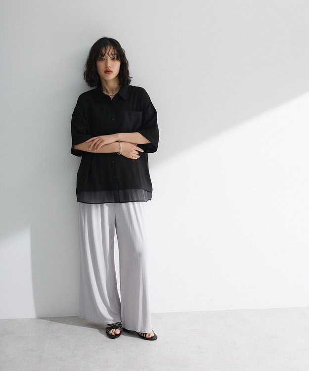 Green Parks シアーワイドパンツ Light Gray