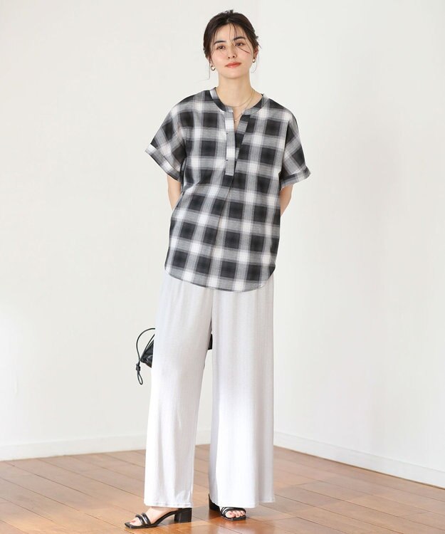 Green Parks シアーワイドパンツ Light Gray