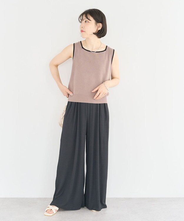 Green Parks シアーワイドパンツ Charcoal Gray