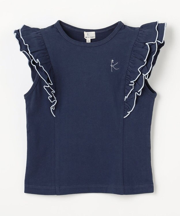 組曲 KIDS 【110-140㎝】 フルールフリルTシャツ ネイビー