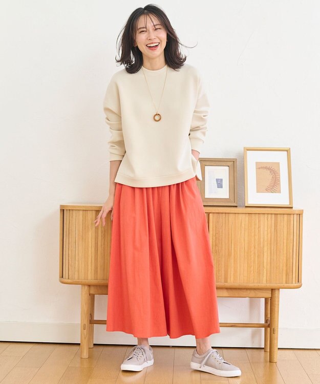 ANY 【洗濯機可】ライトウェイトクルーネックプルオーバー ベージュ