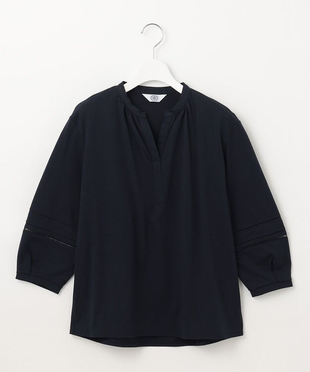 J.PRESS LADIES S 【洗える】プレーティングジャージー スキッパー カットソー ネイビー系