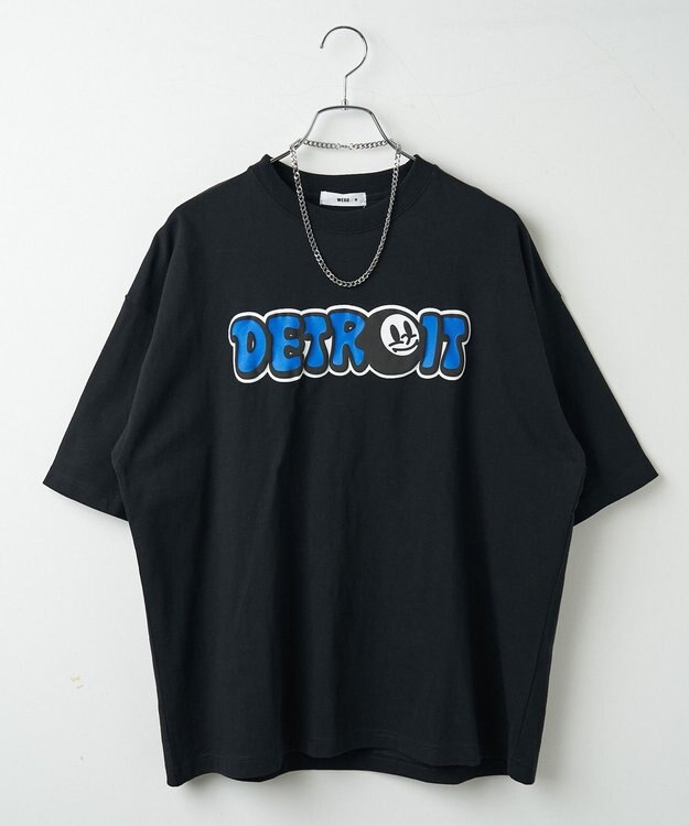WEGO 【ユニセックス着用ITEM/ネックレス付き】アクセ付きグラフィックT（S） ブラック