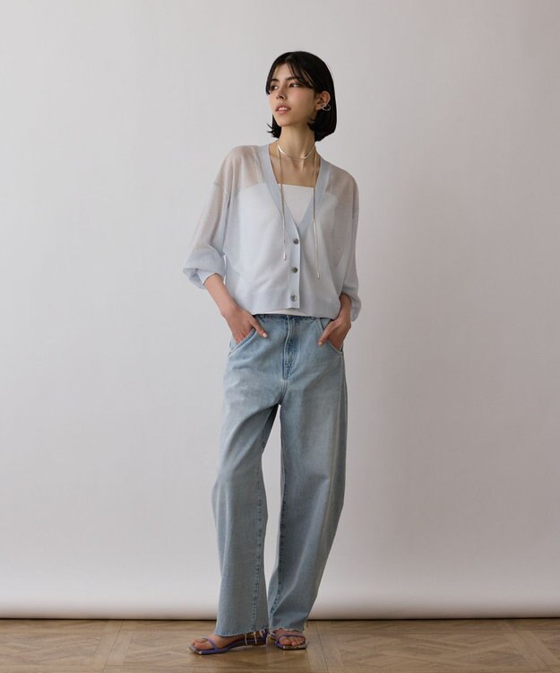 GRACE CONTINENTAL シアージョーゼットカーディガン ブルー