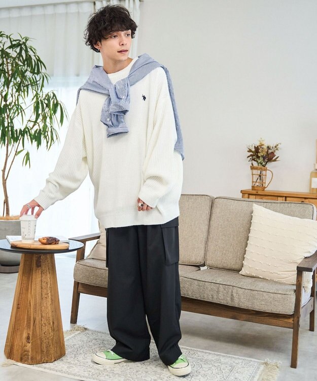 WEGO U.S. POLO ASSN.|別注畔編みニットプルオーバー オフホワイト