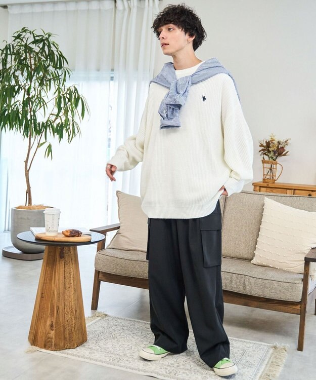WEGO U.S. POLO ASSN.|別注畔編みニットプルオーバー オフホワイト