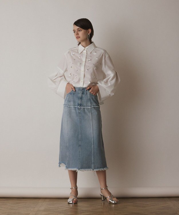 GRACE CONTINENTAL デニムタイトスカート サックス