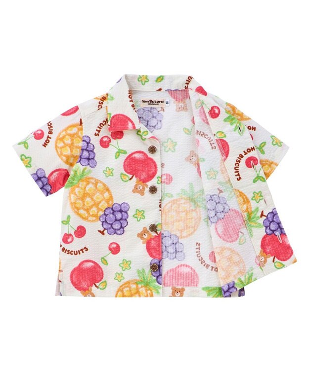 MIKI HOUSE HOT BISCUITS 【ビーンズ×フルーツシリーズ】【80-120cm】オープンカラーシャツ アイボリー
