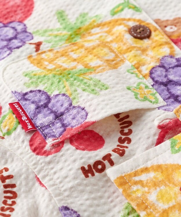 MIKI HOUSE HOT BISCUITS 【ビーンズ×フルーツシリーズ】【80-120cm】オープンカラーシャツ アイボリー
