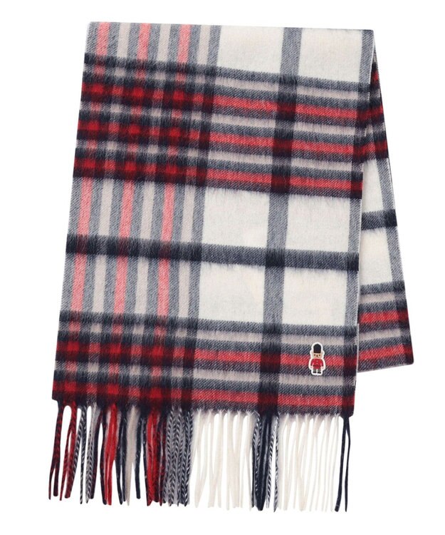 MOONBAT 【WEB限定】MACKINTOSH PHILOSOPHY ウール100%バッキンガムベア チェックマフラー (パッケージ付き) オフホワイト