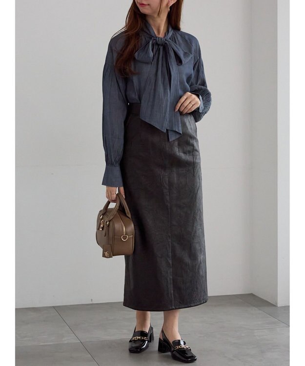 Te chichi シアーデニムボウタイブラウス ブルー