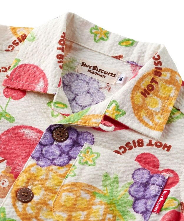 MIKI HOUSE HOT BISCUITS 【ビーンズ×フルーツシリーズ】【80-120cm】オープンカラーシャツ アイボリー