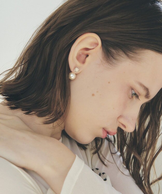 YECCA VECCA パヴェボールパールピアス Gold