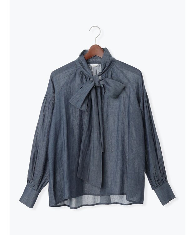 Te chichi シアーデニムボウタイブラウス ブルー