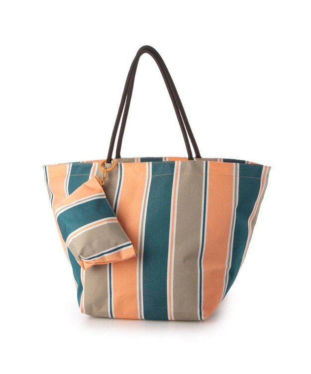 UNBILLION カシュカシュ cachecache / ウォータプルーフストライプビッグトート ピンクミックス