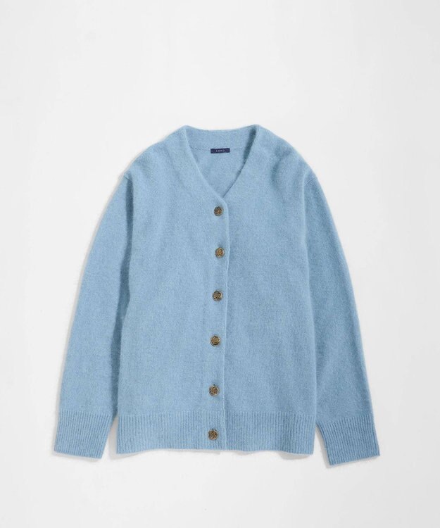LENO BRUSHED CARDIGAN へアリーニットカーディガン BLUE
