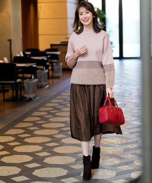 ANY SIS フェザーブロッキング ニット モカ