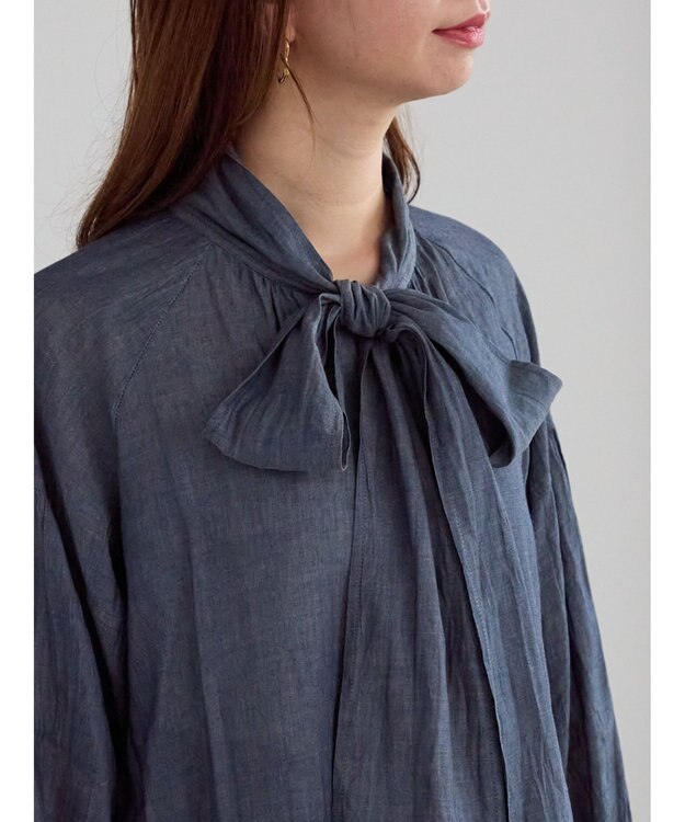 Te chichi シアーデニムボウタイブラウス ブルー