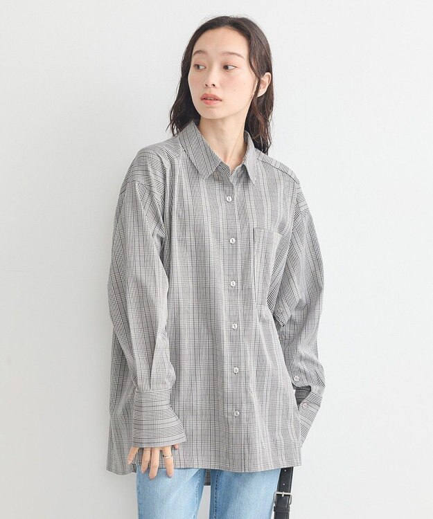 earth music&ecology ２ｗａｙマントスリーブシャツ Glen Check