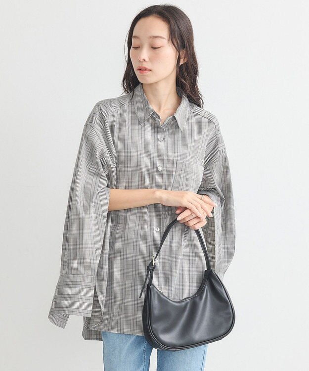 earth music&ecology ２ｗａｙマントスリーブシャツ Glen Check